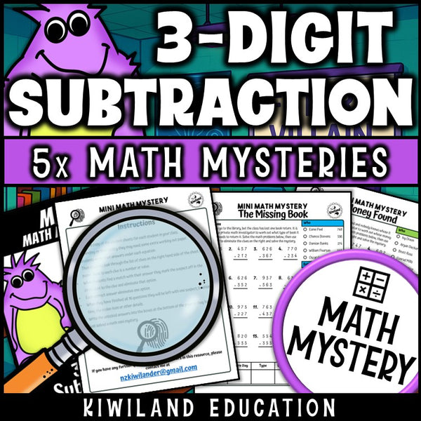 Math mystery activity for practicing subtraction with regrouping