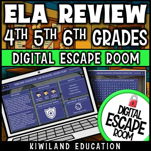 Reading comprehension digital escape room for grades 4–6 reviewing theme and figurative language