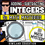 Classroom activity where students eliminate suspects by solving positive and negative number equations