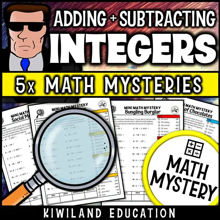 Engaging middle school math puzzle focused on integer operations with real-world themes