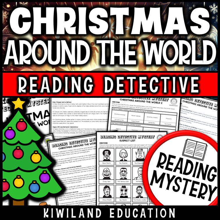 Printable Christmas Around the World reading mystery for December lessons