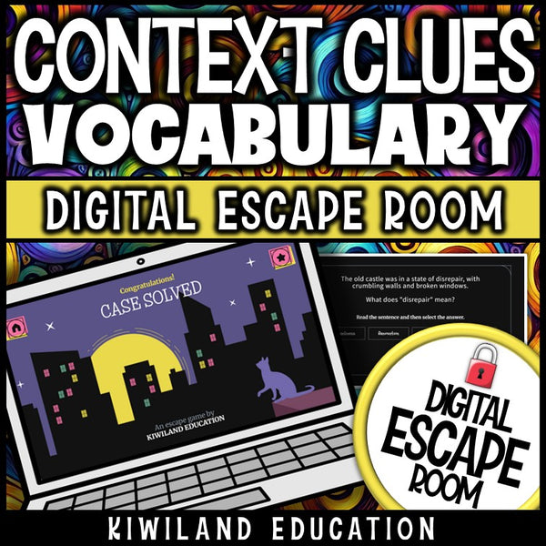 Context clues digital escape room for vocabulary practice in grades 4–6