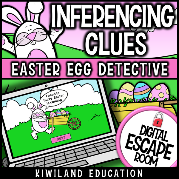 Easter ELA digital escape room for making inferences and comprehension