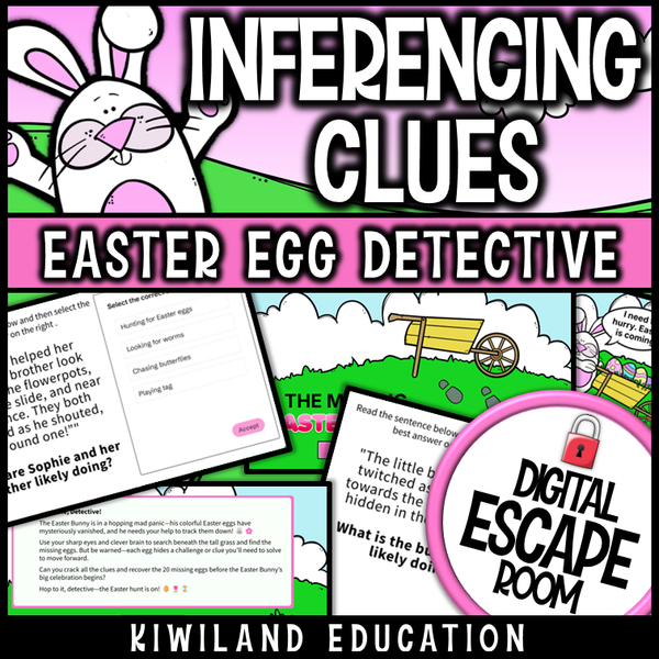 Spring reading activity with inference questions and Easter visuals