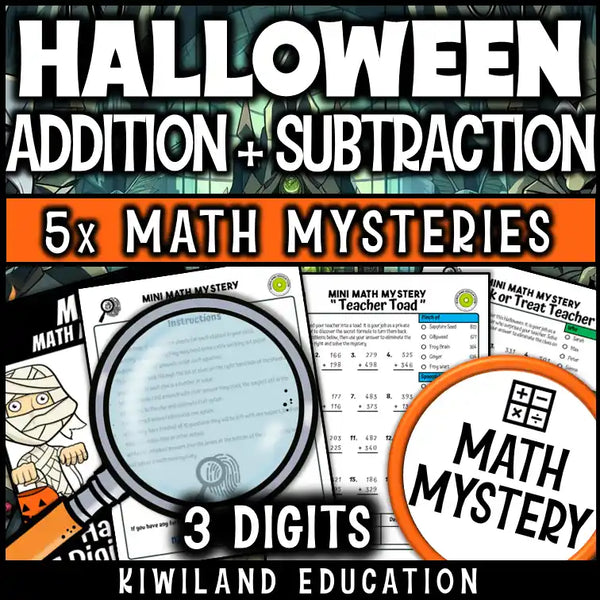 Student solving spooky math problems with regrouping