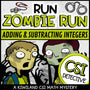 Printable PDF math mystery on adding and subtracting integers with zombie theme