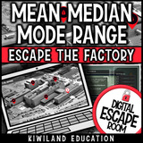 Digital escape room for grades 5–7 practicing mean, median, mode, and range