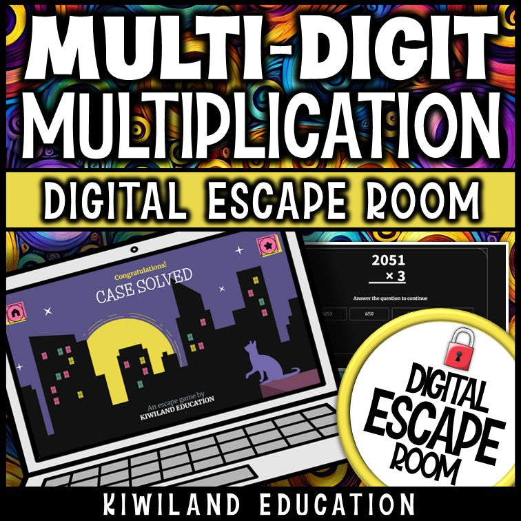 Digital escape room for 4th and 5th grade multi-digit multiplication practice
