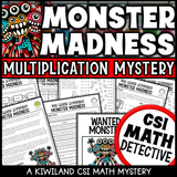 Halloween multiplication CSI math mystery worksheet for grades 4–6