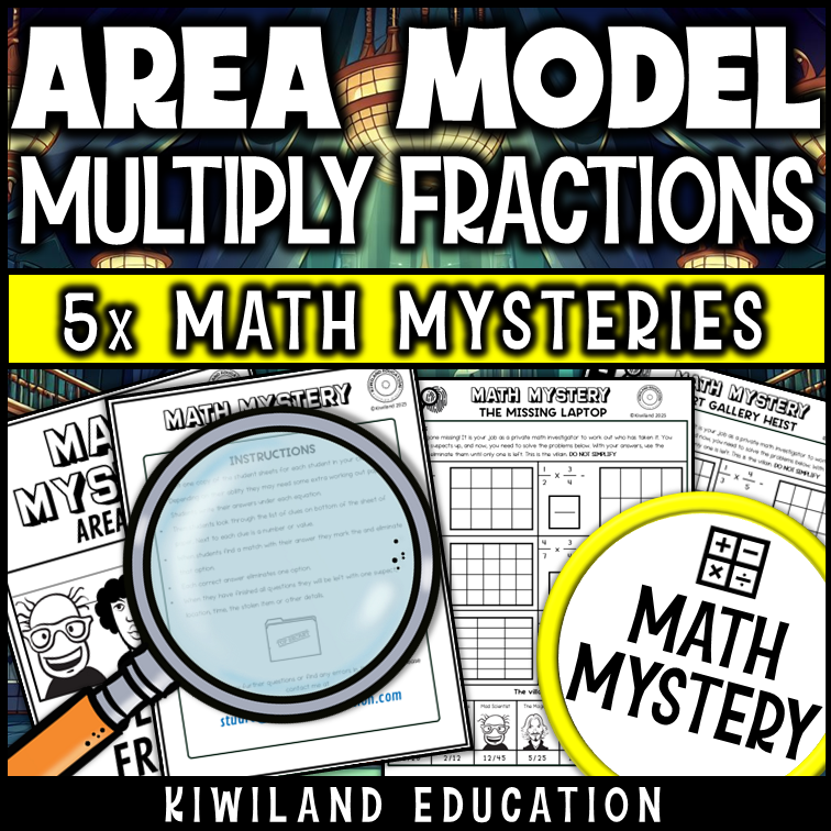 Multiplying Fractions with Area Models Math Mystery
