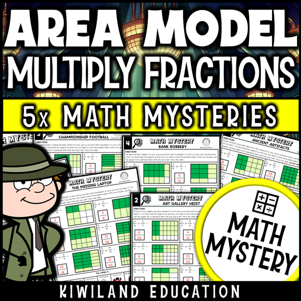 Area Model Multiplying Fractions CSI math Mystery