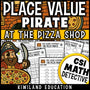 Place value CSI math mystery pirate-themed worksheet for 3rd to 5th grade