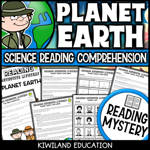 Planet Earth printable science reading mystery with comprehension questions and clues