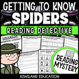 Spider science reading mystery with comprehension questions and text-based clues