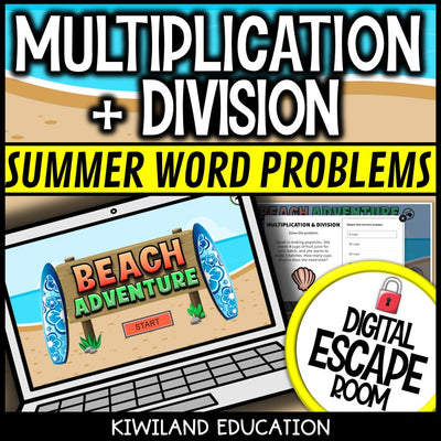 Multiplication & Division Word Problems Digital Escape Room cover – Kiwiland Education