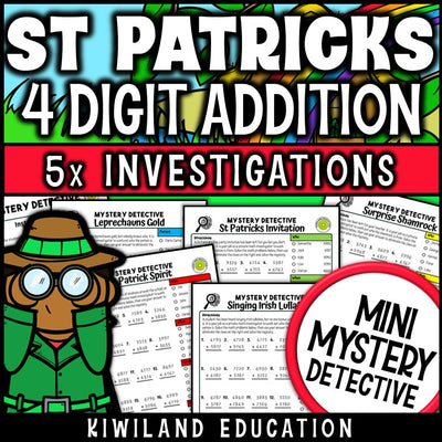 St patricks day 4-digit addition with regrouping worksheets