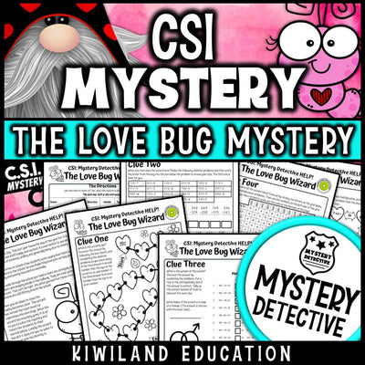 Valentines day CSI mystery detective february grades 3-5