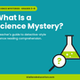 What Is a Science Mystery — Kiwiland Education blog graphic with a science flask and magnifying glass, for detective-style science reading comprehension in Grades 3 to 8.