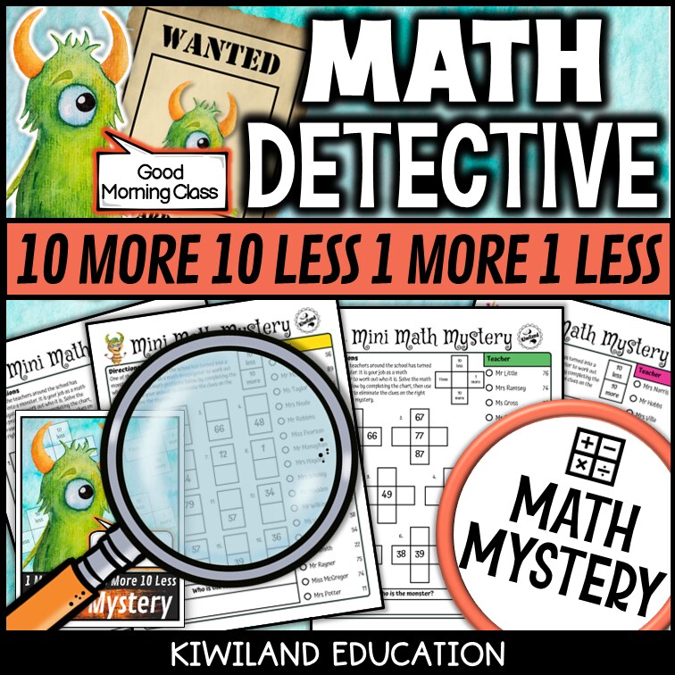 10 more 10 less math mystery worksheet sample page