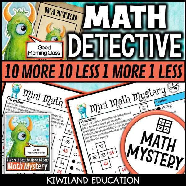 10 more 10 less math mystery answer key
