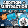 2-digit addition and subtraction winter digital escape room cover, grades 2–4 math