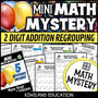 New Year 2-digit addition with regrouping Math Mystery, no-prep printable worksheets for grades 1-3