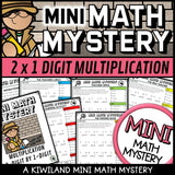 2-digit by 1-digit multiplication times tables Mini Math Mystery worksheets, detective cover grades 3-5