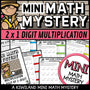 2-digit by 1-digit multiplication times tables Mini Math Mystery worksheets, detective cover grades 3-5