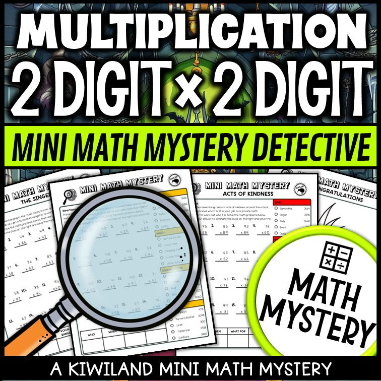 Multi-digit multiplication detective math mystery printable activity