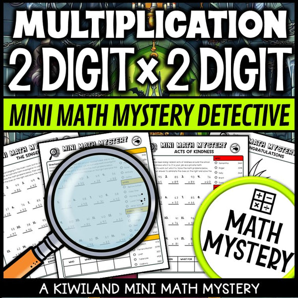 Multi-digit multiplication detective math mystery printable activity