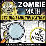 Sample 2-digit by 2-digit multiplication worksheet, the Finding a Safe Hideout zombie case