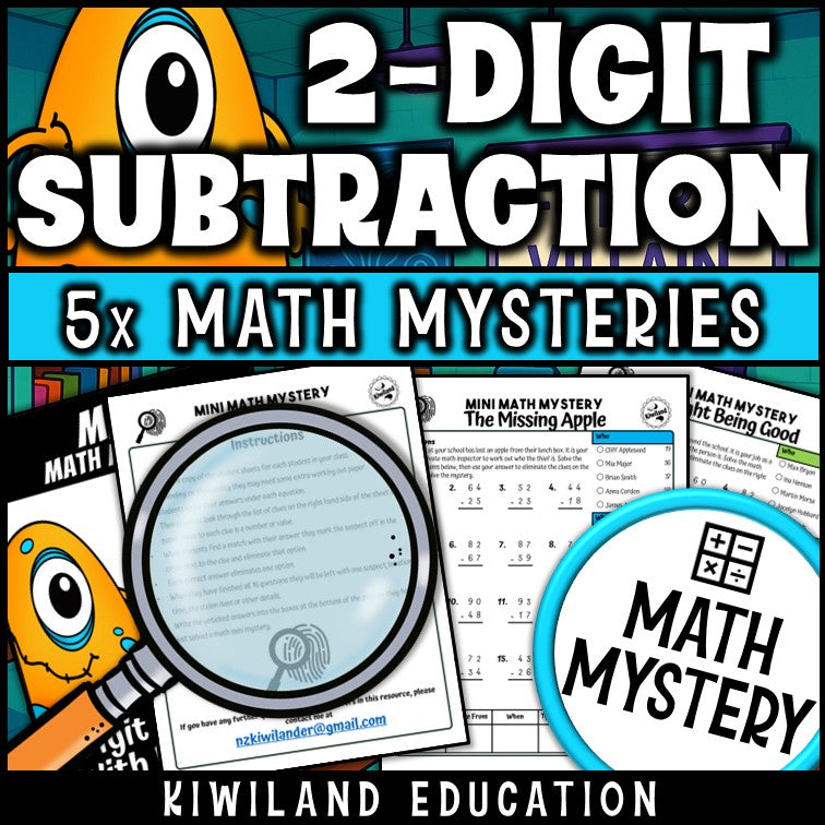 Fun math mystery activity for practicing double-digit subtraction