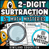 Fun math mystery activity for practicing double-digit subtraction