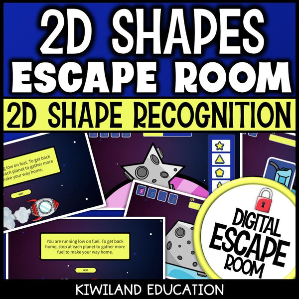 2D shapes escape room – space mission activity