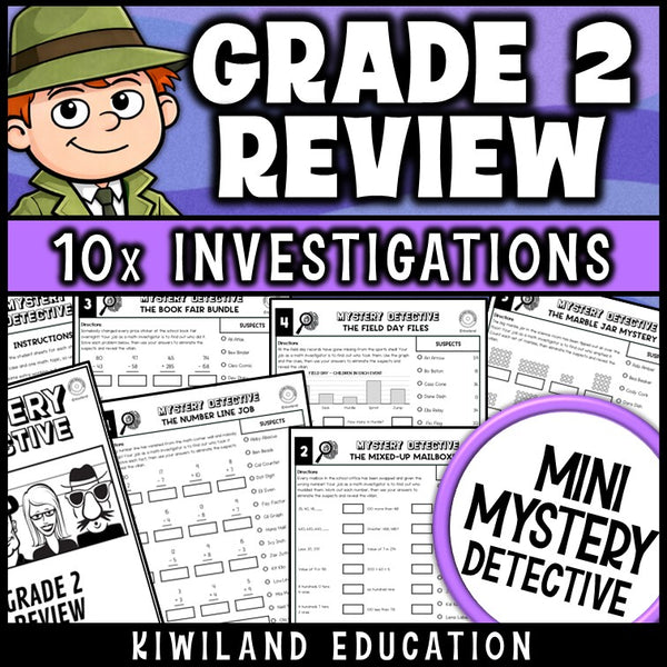2nd grade math review worksheets end of year mystery detective