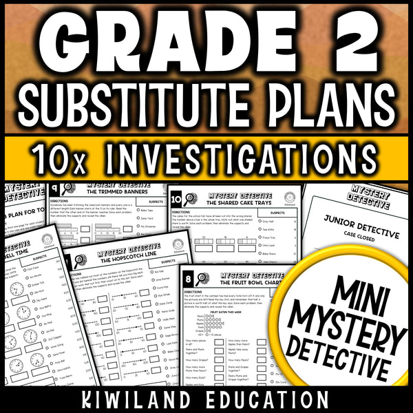 2nd grade sub plans math telling time graphs measuring mystery detective