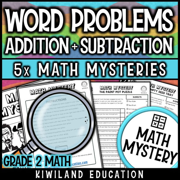 2nd grade word problems within 100 no-prep math mystery printables