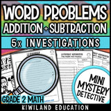 2nd grade word problems within 100 no-prep mystery detective printables