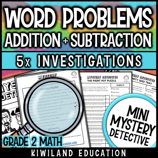 2nd grade word problems within 100 no-prep mystery detective printables
