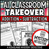 3-digit addition and subtraction worksheets regrouping mystery detective printable