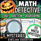 Sample 3-digit addition worksheet, the Who is the Witch Halloween mystery