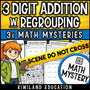 Back to School 3-digit addition with regrouping Math Detective Mystery for 2nd, 3rd and 4th grade - no-prep printable