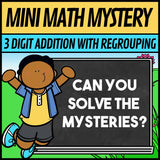 Can you solve the mysteries, printable spring 3-digit addition math activity