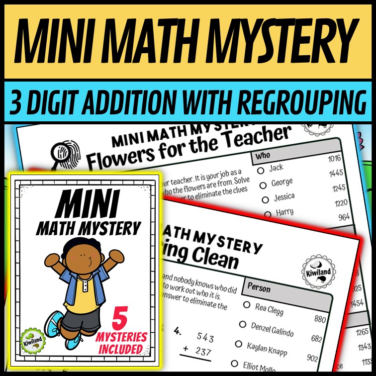 Sample 3-digit addition with regrouping worksheet, the Flowers for the Teacher spring case