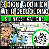 3-digit addition with regrouping worksheets 2nd 3rd grade zoo theme