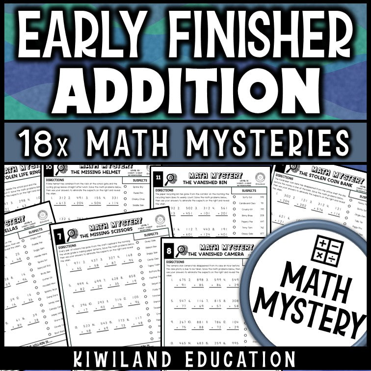 Addition with regrouping worksheets for early finishers, printable math mystery activity