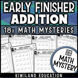 Addition with regrouping worksheets for early finishers, printable math mystery activity
