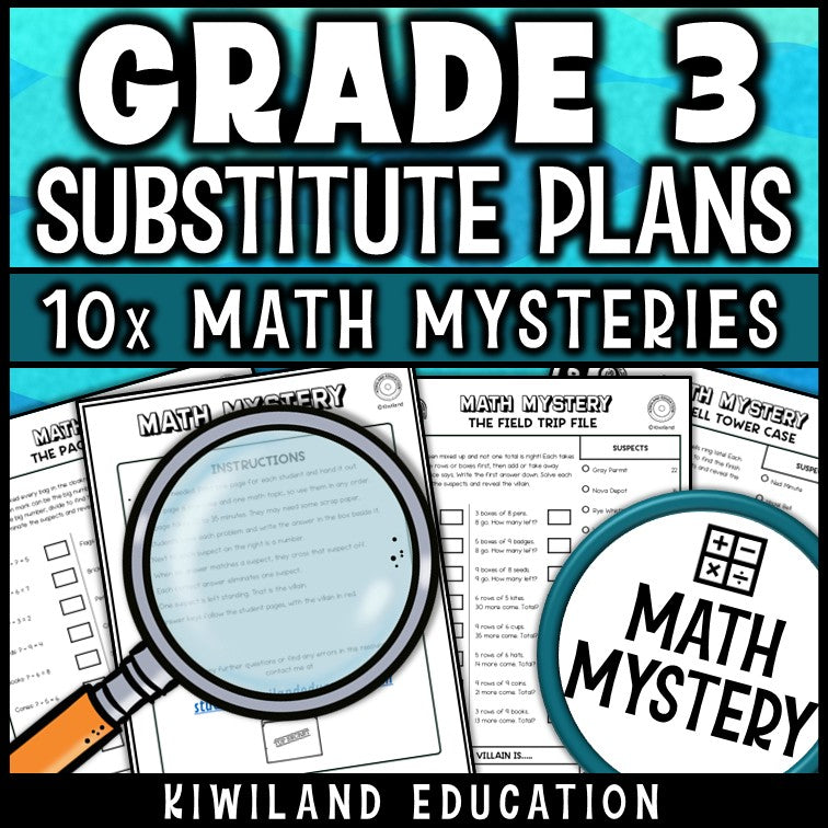 3rd grade emergency sub plans, print and go activities for math centers and early finishers