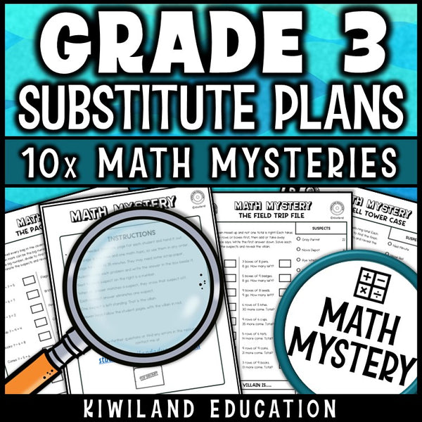 3rd grade emergency sub plans, print and go activities for math centers and early finishers