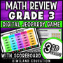 3rd grade math digital Jeopardy game cover, math review for grades 2–4